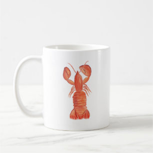 Taza De Café Langosta Cangrejo de Río Acuarela Patrón Pintado a
