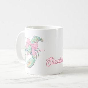 Taza De Café Langostas personalizadas de acuarela pastel elegan