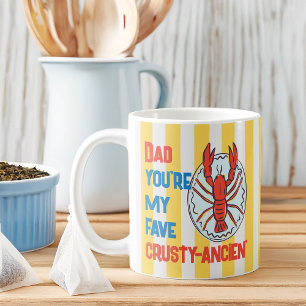 Taza De Café Langostino Crustáceo Papá Divertido Amarillo Raya 