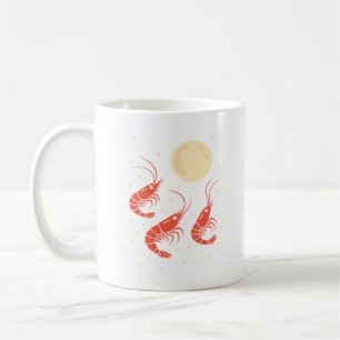 Taza De Café Langostino Divertido Aullando a la Luna Amantes de