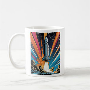 Taza De Café Lanzamiento de cohete retro explosivo estilo de hi