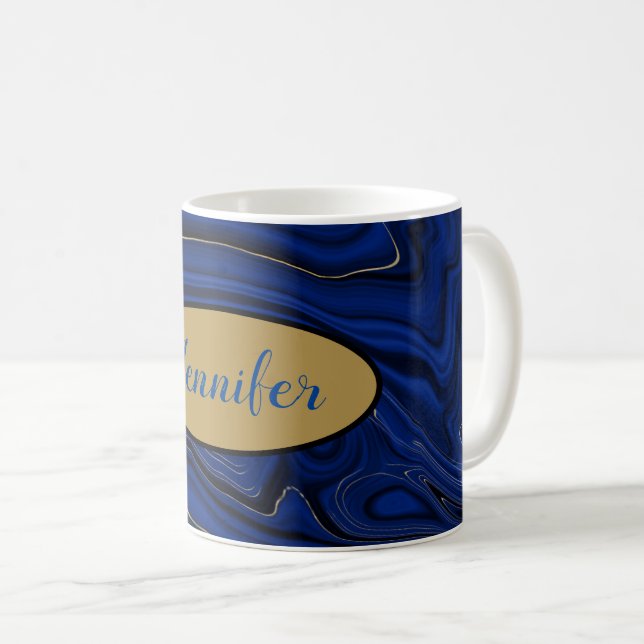 Taza De Café Lapis Blue Agate Swirls Personalizado (Anverso derecho)