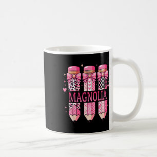 Taza De Café Lápiz con nombre personalizado Magnolia Regreso a