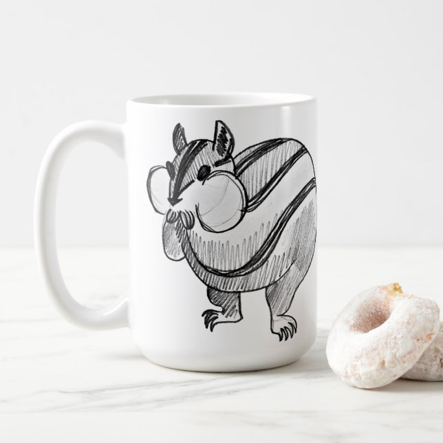 Taza De Café Lápiz de arte animal de Woodland Cute Chipmunk (Con donut)