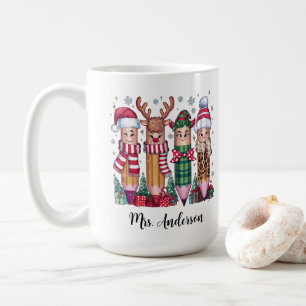 Taza De Café Lápiz de Profesora de Navidad Coquette