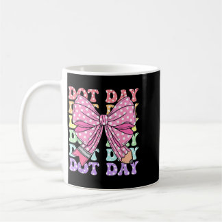 Taza De Café Lápiz divertido de lunares coloridos Coquette lazo