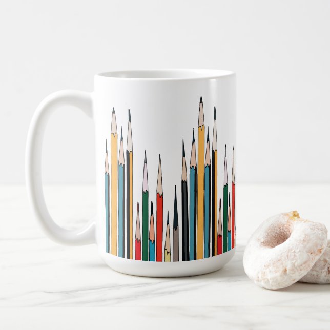 Taza De Café Lápiz Lápiz Colorido (Con donut)