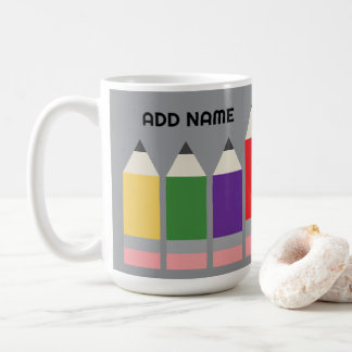 Taza De Café Lápiz moderno con nombre de maestro