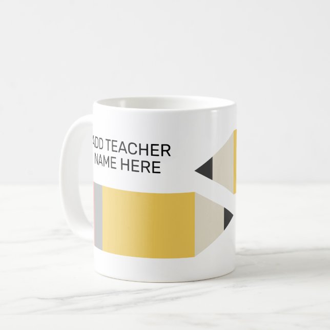Taza De Café Lápiz moderno con nombre de profesor (Anverso izquierdo)