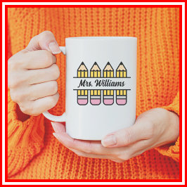 Taza De Café Lápiz Regreso a Clases Agradecimiento a Maestros