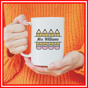 Taza De Café Lápiz Regreso a Clases Agradecimiento a Maestros