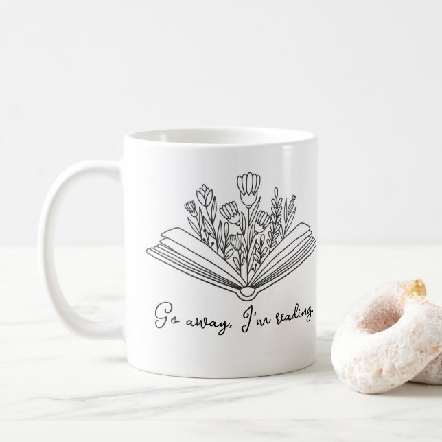 Taza De Café Lárgate, estoy leyendo libro con flores (Con donut)
