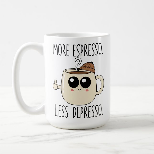 Taza De Café Large Mug - More Espresso. Less Depresso. (Izquierda)