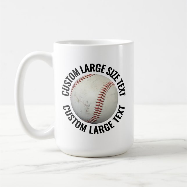 Taza De Café Large Personalized Text Baseball Image 15oz Custom (Izquierda)