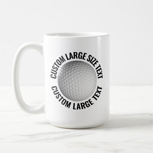Taza De Café Large Personalized Text Golf Ball 15oz. Custom (Izquierda)