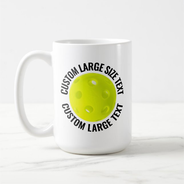 Taza De Café Large Personalized Text Pickleball 15oz. Custom (Izquierda)