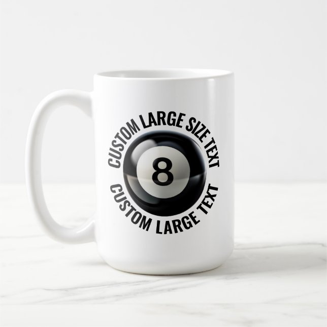 Taza De Café Large Personalized Text Pool 8 Ball 15oz. Custom (Izquierda)