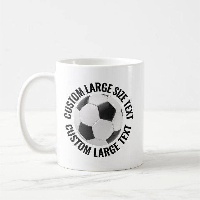Taza De Café Large Personalized Text Soccer Ball 11 oz. Custom (Izquierda)