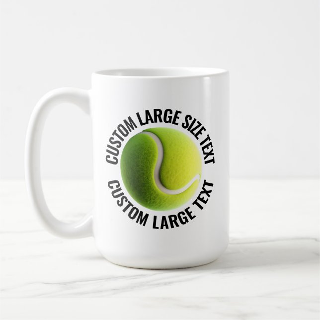 Taza De Café Large Personalized Text Tennis Ball 15oz. Custom (Izquierda)