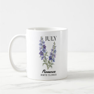 Taza De Café Larkspur personalizado, la flor de nacimiento de j