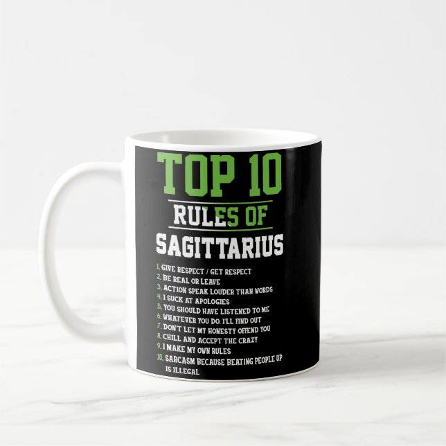 Taza De Café Las 10 Reglas Principales Del Horóscopo De Cumplea (Izquierda)