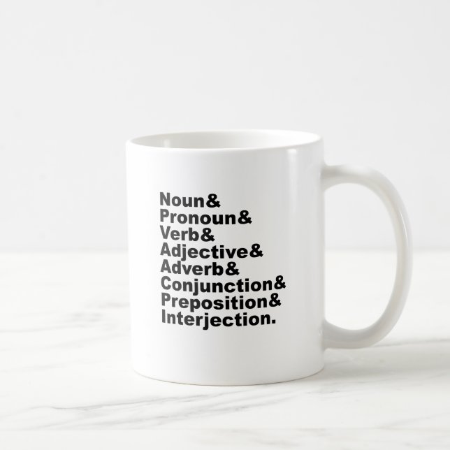 Taza De Café Las 8 partes del discurso en inglés (Derecha)