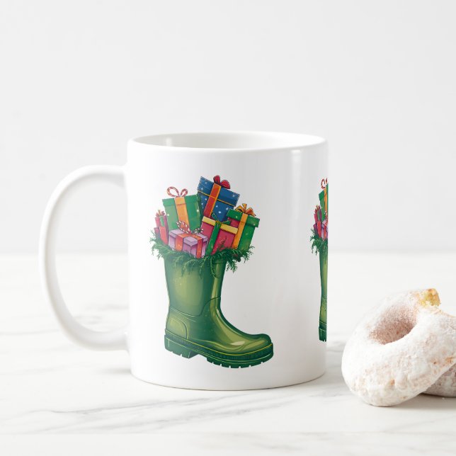 Taza De Café Las Botas Nuevas de Santa (Con donut)