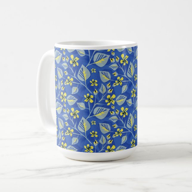 Taza De Café Las bromas con hojas y flores. (Anverso izquierdo)