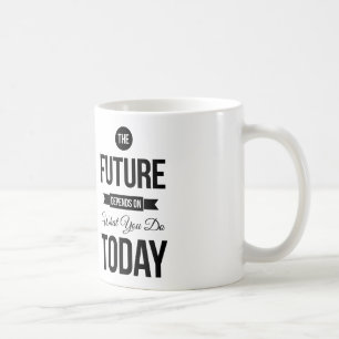 Taza De Café Las citas inspiradoras futuras blancas