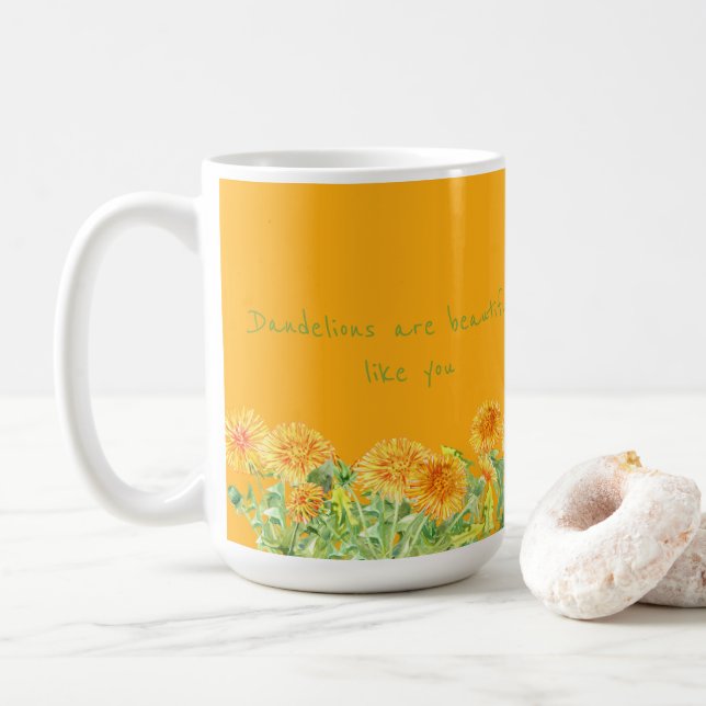 Taza De Café Las Dandelitas Amarillas De Azafrán Son Hermosas C (Con donut)