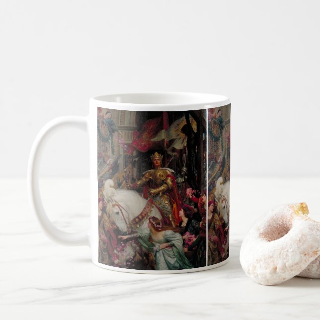 Taza De Café Las Dos Coronas de Sir Frank Bernard Dicksee (Con donut)