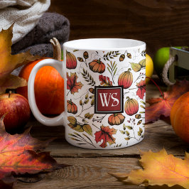 Taza De Café Las elegantes calabazas de cosecha otoñal caen