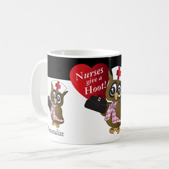 Taza De Café ¡Las enfermeras dan una patada! Nurse Owl   (Anverso izquierdo)