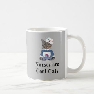 Taza De Café Las enfermeras son gato gracioso de gris gris de G