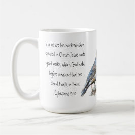 Taza De Café Las escrituras efesias 2:10 con California Quail