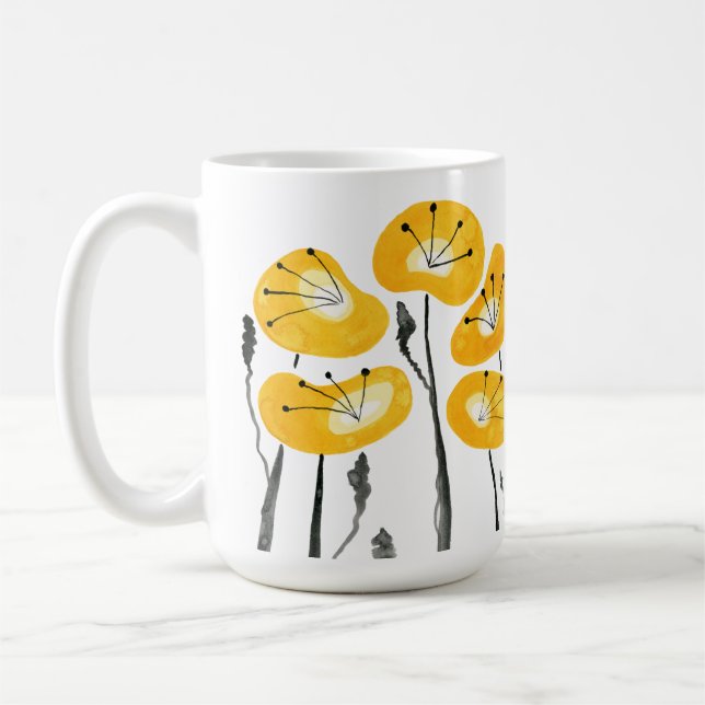 Taza De Café Las flores acuáticas de los adornos amarillos maña (Izquierda)