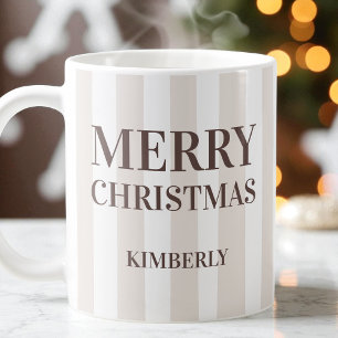 Taza De Café Las franjas marrones modernas personalizadas Feliz