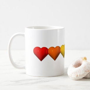 Taza De Café Las glifos de formas de corazón 3D brillantes de S