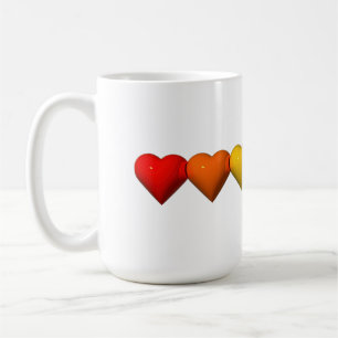 Taza De Café Las glifos de formas de corazón 3D brillantes de S