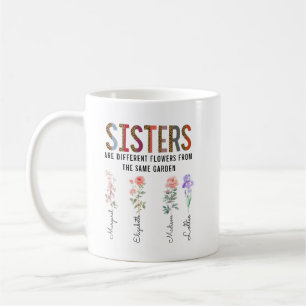 Taza De Café Las Hermanas Son Flores Diferentes - Nombres Perso
