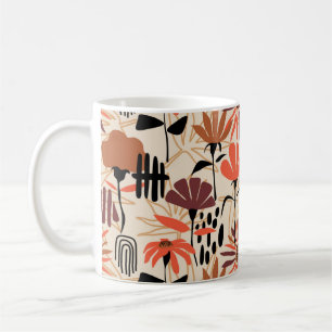 Taza De Café Las hojas tropicales dibujan a mano un patrón sin