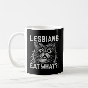 Taza De Café ¡Las lesbianas comen qué?! Gato conmocionado LGBTQ