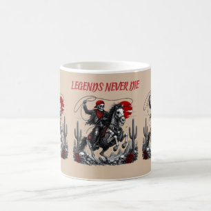 Taza De Café LAS LEYENDAS NUNCA MUEREN – Vaquero Esqueleto Caba