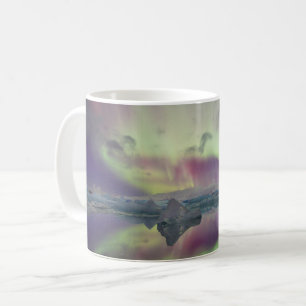 Taza De Café Las Luces De Aurora Reflejan La Laguna   Islandia