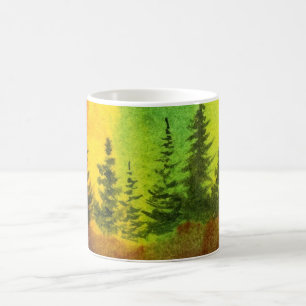 Taza De Café Las luces del norte bañan los pinos en colores agr