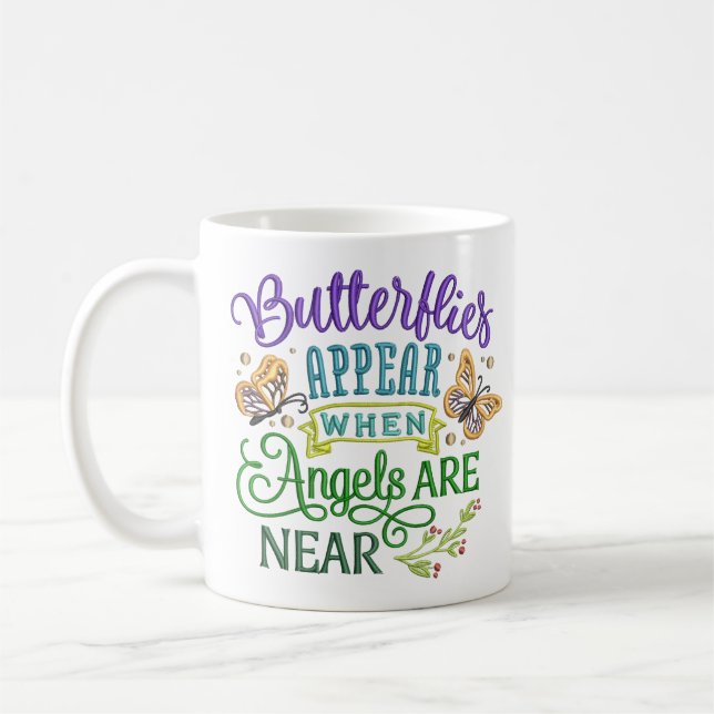 Taza De Café Las mariposas aparecen como una cita Inspiradora d (Izquierda)