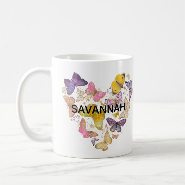 Taza De Café Las mariposas caprichosas aman el nombre del Purpu (Izquierda)