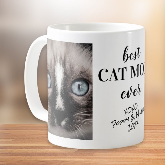 Taza De Café Las mejores fotos personalizadas de gatos de mamá (Subido por el creador)