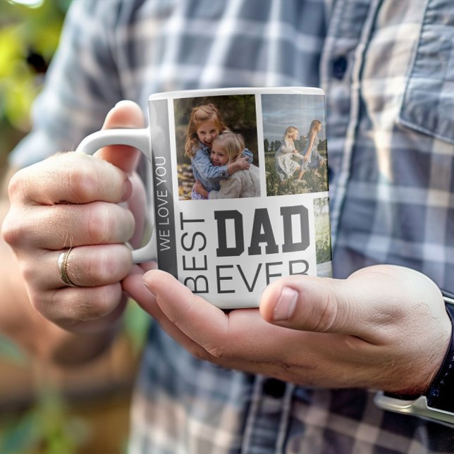 Taza De Café Las mejores fotos personalizadas de papá (Create your own Best Dad Ever Personalized Photo Collage Mug by MINTIC DESIGN STUDIO)