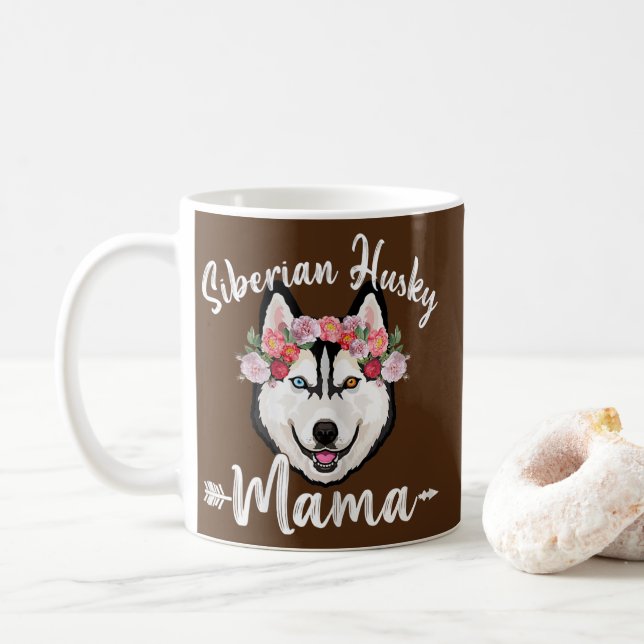Taza De Café Las mujeres adoran el Día de la Madre Perro Siberi (Con donut)